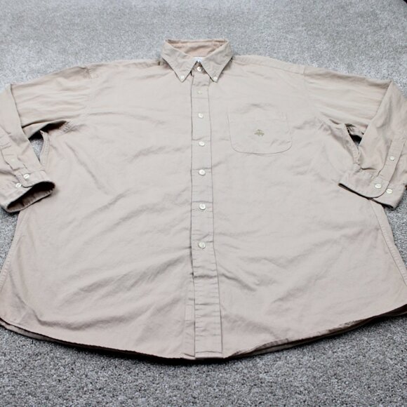 Brooks Brothers Sport Shirt Mens Large Beige Cotton Long Sleeve Button Down - Picture 2 of 12